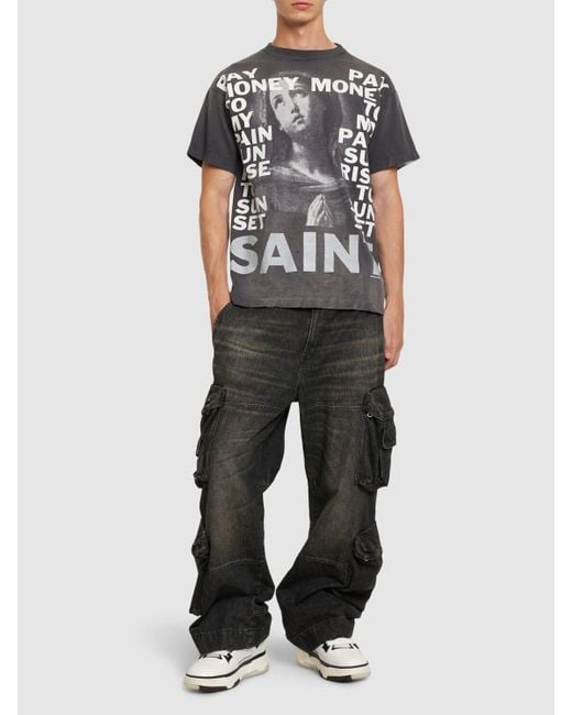 Camiseta pay money x saint mx6 Saint Michael de hombre de color Gray