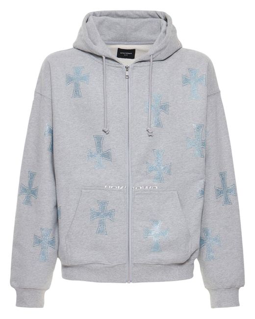 Sudadera Grey Rhinestone Cross De Algodón Unknown de hombre de color Gray
