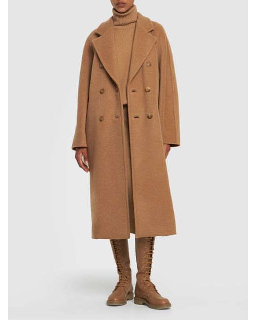 Lvr exclusive - manteau mi-long en chameau drapé Max Mara en coloris Natural