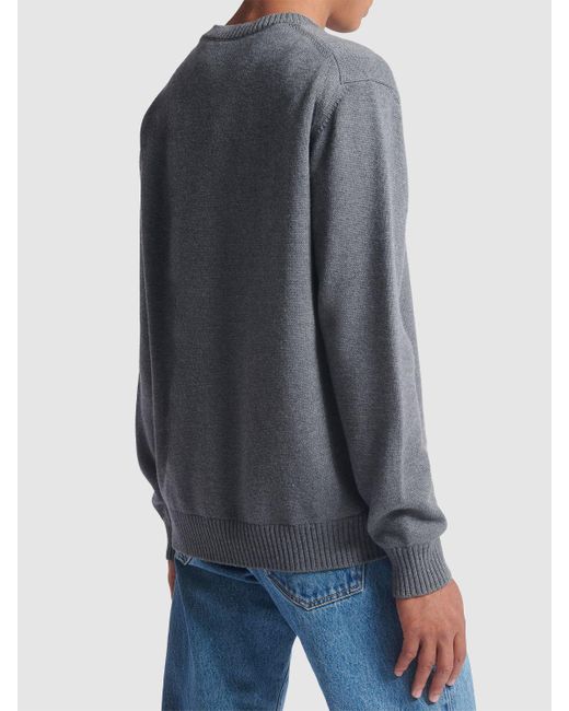 Suéter de lana con logo bordado Versace de hombre de color Gray