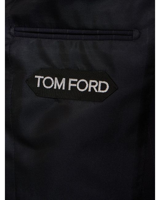Traje de lana raya diplomática Tom Ford de hombre de color Blue
