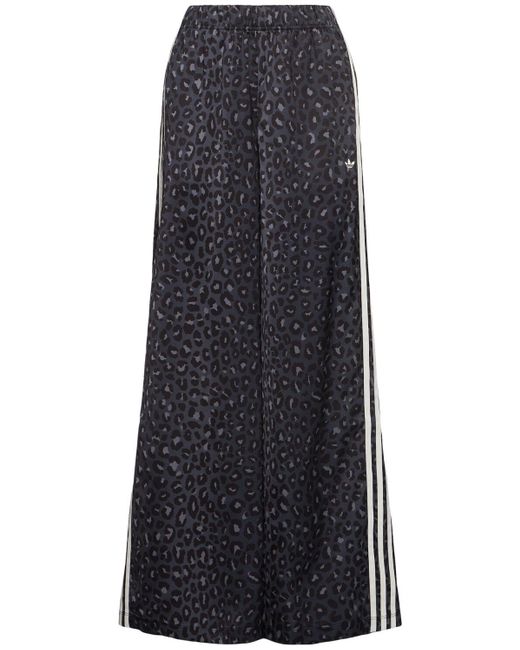 Adidas Originals Blue Leopard Print Satin Wide Pants