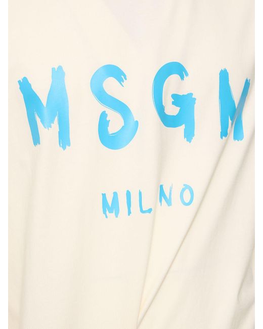 MSGM T-shirt Aus Baumwolljersey Mit Vinyl-logodruck in Blue für Herren