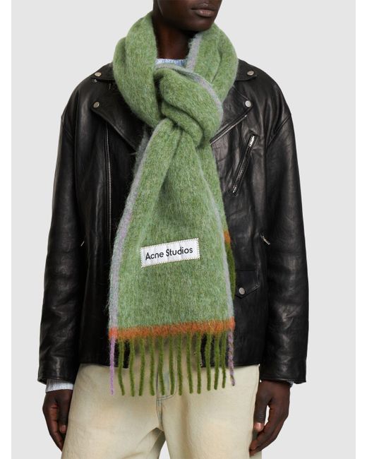 Acne Green Vally Solid Alpaca Blend Scarf for men