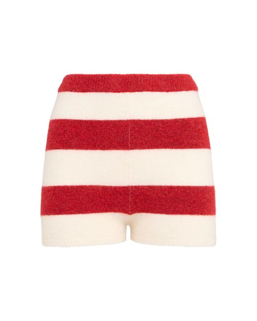 Fiorucci Red Damen Striped Wool Blend Knit Shorts