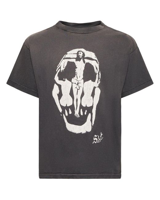Saint Michael Gray Saint Skull Printed T-shirt for men