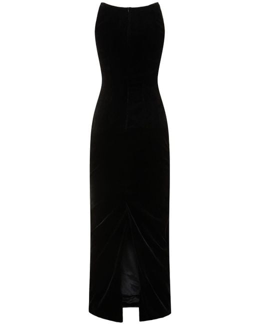 Alessandra Rich Black Velvet Viscose Evening Dress