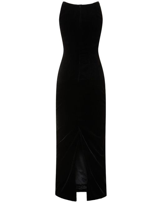 Alessandra Rich Black Velvet Viscose Evening Dress
