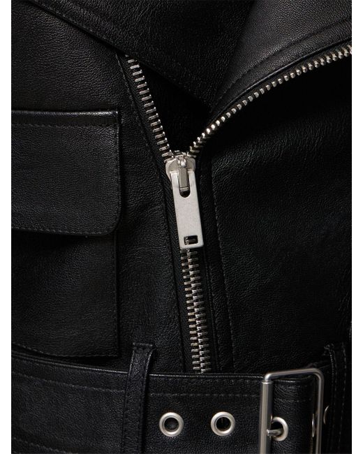Stella McCartney Black Belted Faux Leather Cropped Biker Jacket