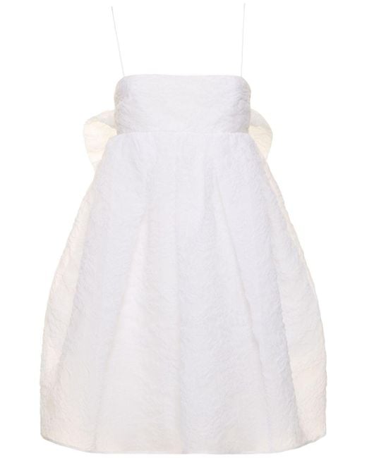 CECILIE BAHNSEN White Gina Matelassé Mini Dress W/bow
