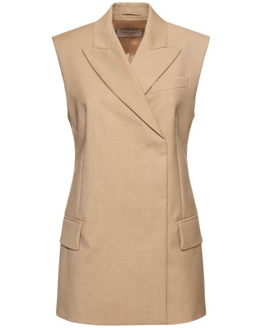 Sportmax Natural Ilex Wool Blend Sleeveless Jacket