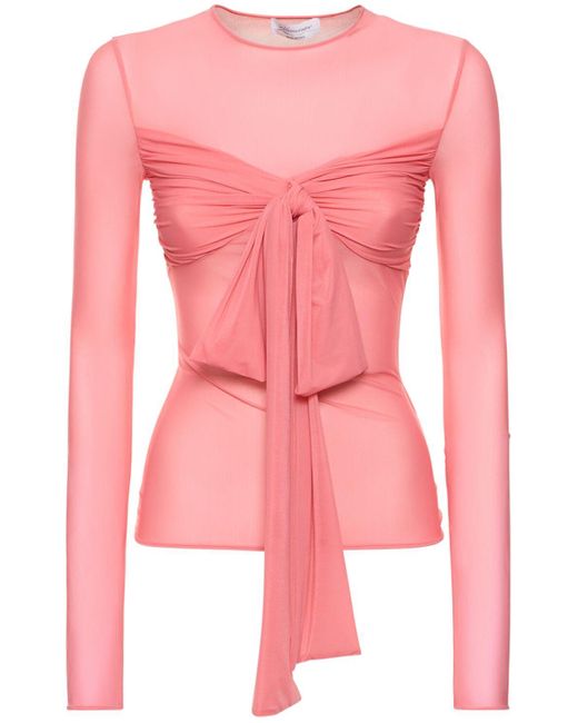 Blumarine Pink Jersey Long Sleeve Top W/Bow