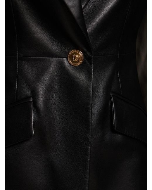 Chaqueta de piel de napa Versace de color Black