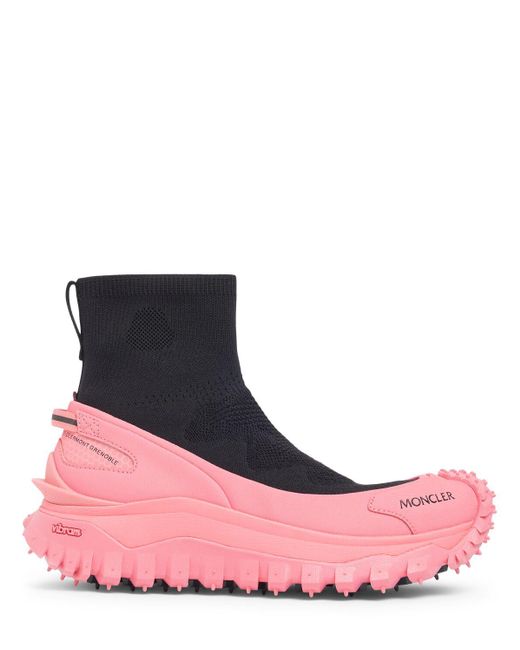 Sneakers trailgrip knit in nylon 45mm di Moncler in Pink