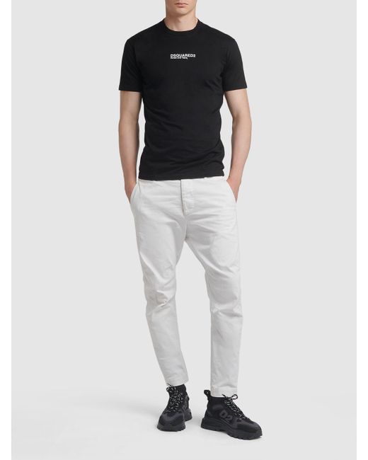 Camiseta de jersey de algodón con logo DSquared² de hombre de color Black
