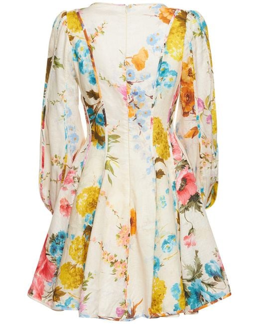 Robe courte en lin floral halcyon Zimmermann en coloris Gray