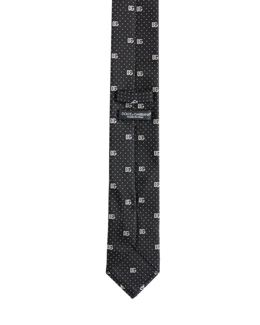 Dolce & Gabbana Black Jacquard Logo Silk Tie for men