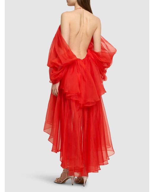 Vestido corto de tul de seda Zimmermann de color Red
