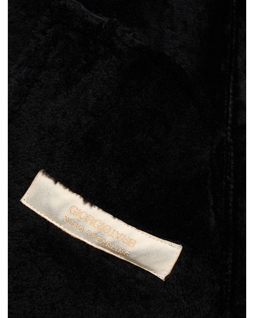 Giorgio Brato Black Waxed Curly Shearling Jacket for men