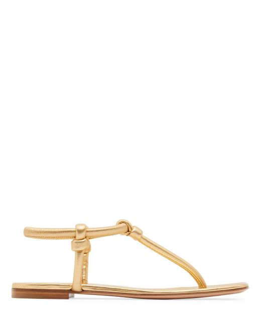 Gianvito Rossi Natural 5Mm Metallic Leather Flat Thong Sandals