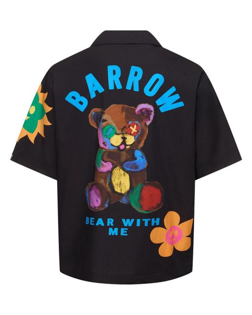 Chemise manches courtes en popeline imprimée Barrow pour homme en coloris Black