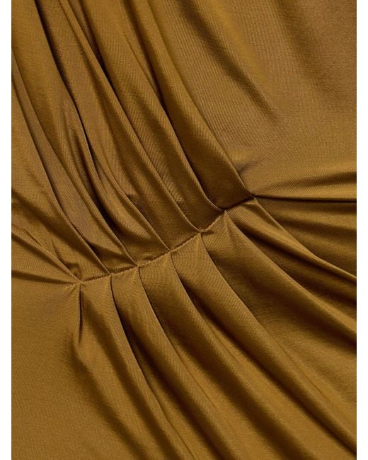 Robe longue en satin drapé à manches longues Alexandre Vauthier en coloris Natural
