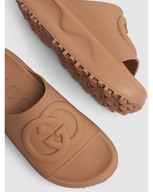 Gucci Brown 42mm Interlocking G Rubber Sandals