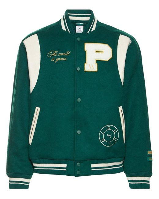 PUMA Green Rhuigi Varsity Jacket for men