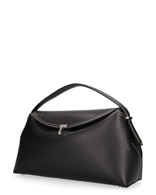 Totême  Black T-lock Pebble Leather Top Handle Bag