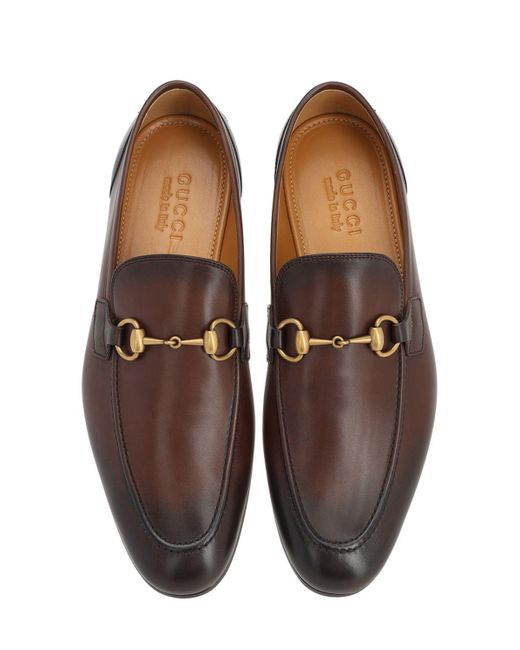 Gucci Brown Jordaan Horsebit Leather Loafers for men
