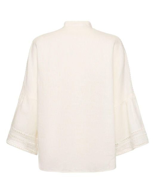 Ermanno Scervino Natural Linen Long Sleeve Blouse Shirt