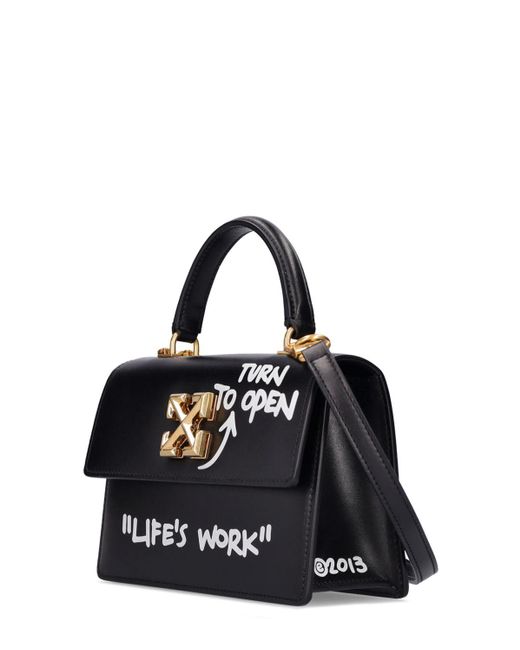 Off-White c/o Virgil Abloh Black Jitney 1.4 Quote Leather Top Handle Bag