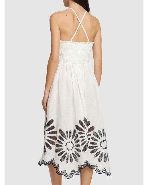 Ulla Johnson White Beatrice Linen & Cotton Midi Dress