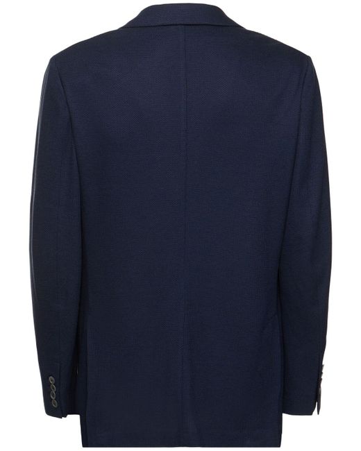 Brioni Blue Cotton & Silk Jersey Blazer for men