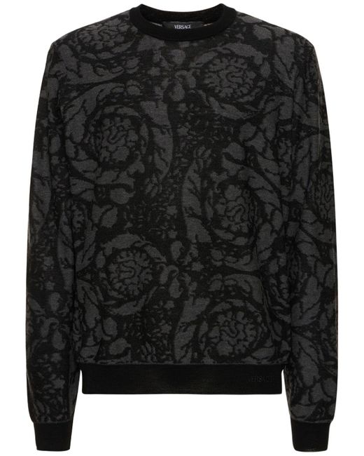 Maglia in lana e cotone di Versace in Black da Uomo