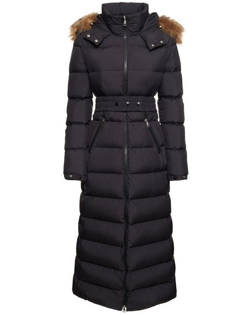 Moncler Fudson Long Tech Down Jacket in Black Lyst