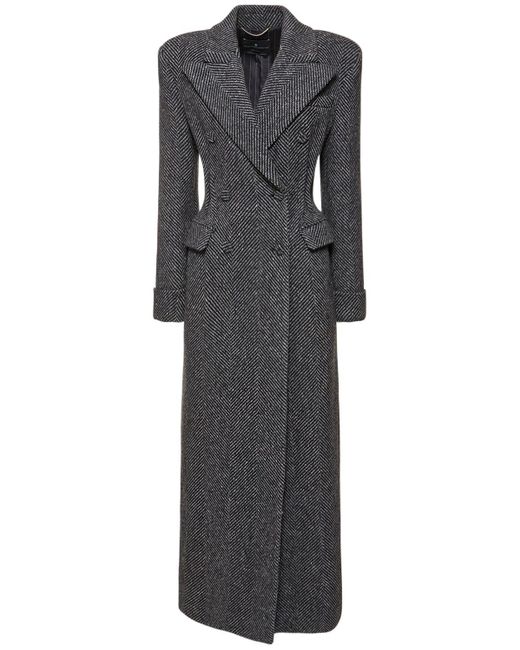 Abrigo largo de seda y lana espigada Ermanno Scervino de color Gray