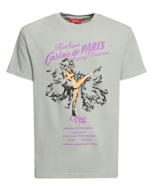 Kidsuper T-shirt Aus Baumwolle "casino De Paris" in Gray für Herren