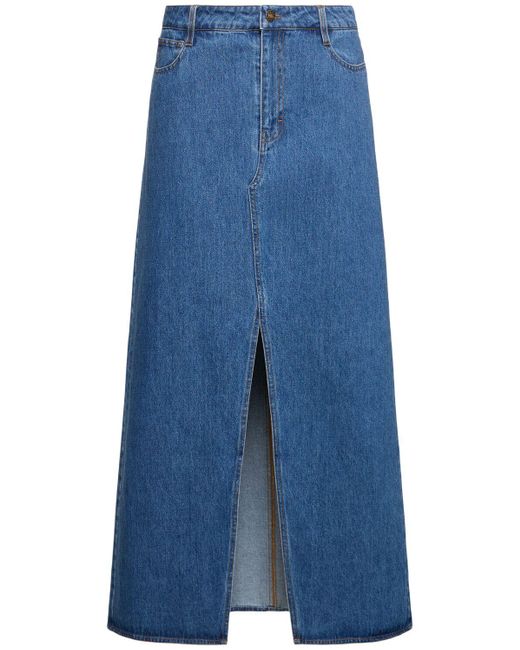 Falda larga de denim de algodón Designers Remix de color Blue