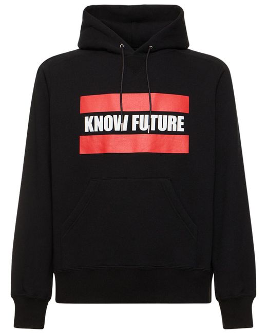 Sacai Black Know Future Printed Hoodie for men