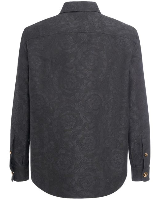 Versace Gray Barocco Jacquard Cotton Overshirt for men
