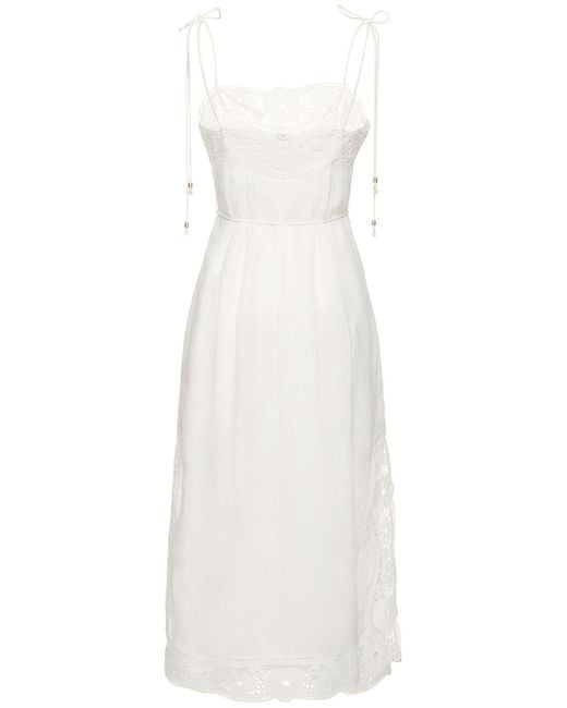 Vestido lencero de lino Zimmermann de color White