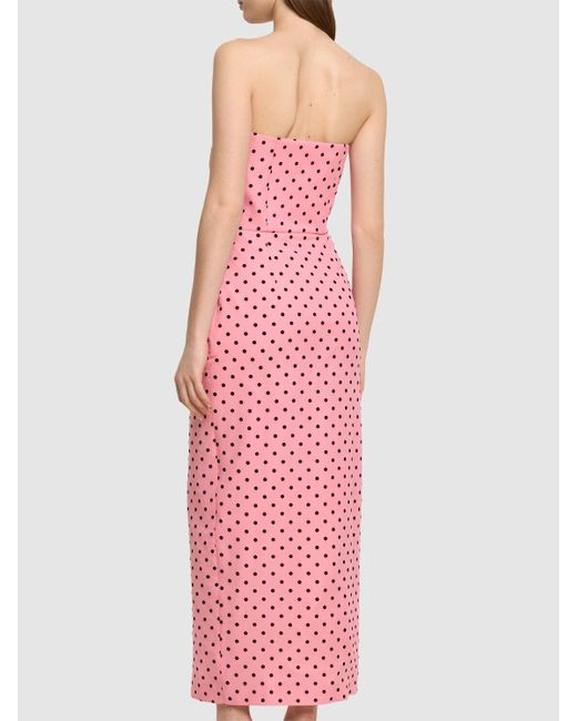 Alessandra Rich Pink Flocked Polka Dot Silk Georgette Dress