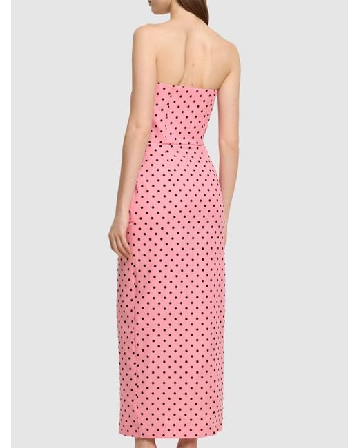 Alessandra Rich Pink Kleid Aus Seidengeorgette Mit Punktmuster