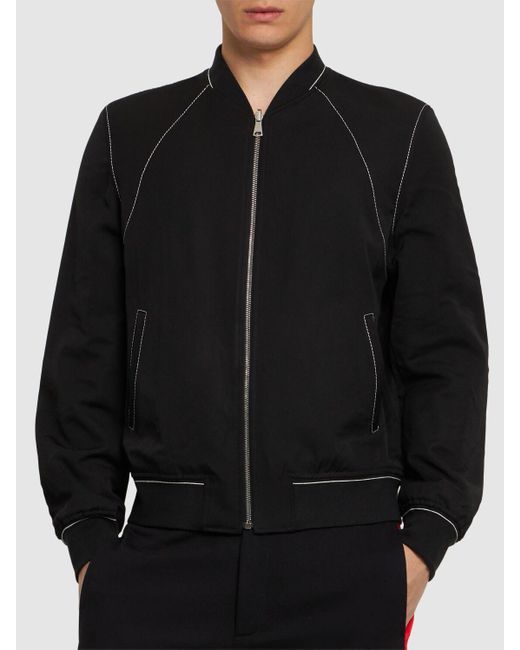 Alexander McQueen Black Reversible Wool & Satin Bomber Jacket for men