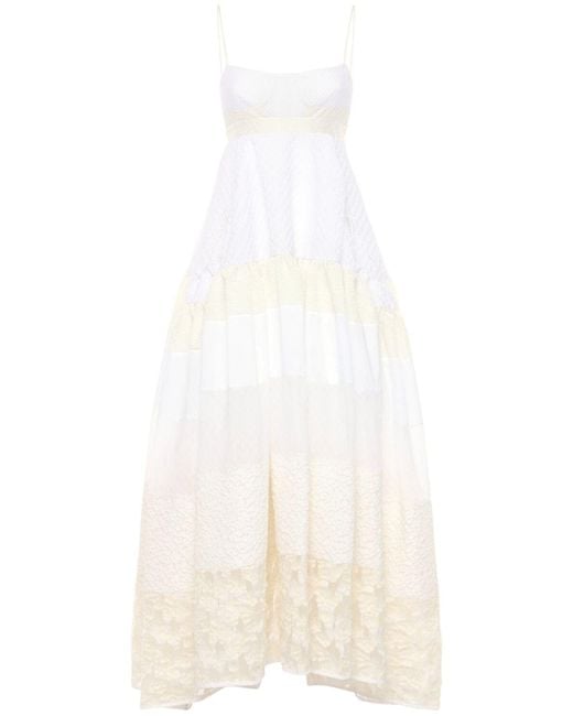CECILIE BAHNSEN White Cille Tiered Bustier Long Dress