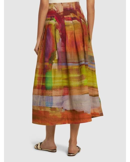 Gonna maxi alessandra in lino stampato di Ulla Johnson in Multicolor