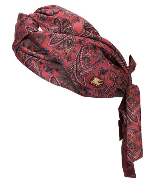 Etro Red Silk Headband With Bow