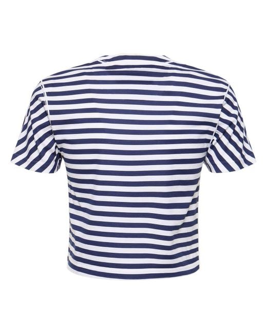 T-shirt in jersey di cotone con dettaglio a righe di Gucci in Blue