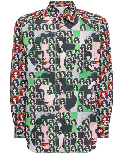 Camicia andy warhol in popeline di cotone di Comme des Garçons in Green da Uomo